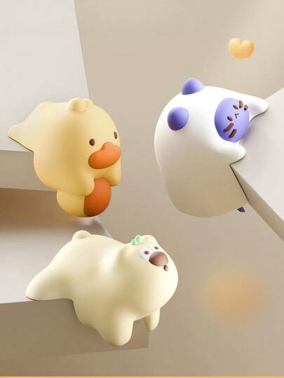 2 piezas Protectores de esquina de dibujos animados, protectores de borde de mesa de silicona, cojín de ángulo suave para ventanas, escritorios, anti-colisión