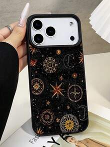 1pc Night Sky Star Moon Pattern Waterproof Anti-Fall Anti-Slip Soft Leather Phone Case Cover Compatible With Apple, And Phones - Multicolor - View 5