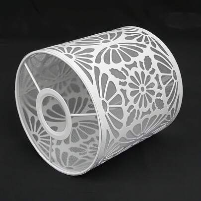 1个白色艺术装饰灯罩，时尚金属丝框架灯罩，花卉镂空设计灯罩，可替换台灯和吊灯灯罩，适用于客厅、书房、办公室、走廊、楼梯间、餐厅