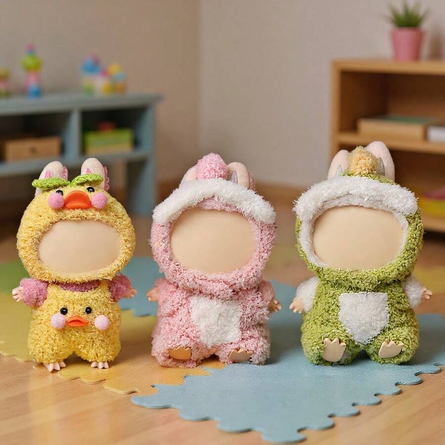 Set de costume drăguț cu tematică animală - păpuși de pluș albină/dinozaur/rață, figurine decorative adorabile, cadou creativ pentru fete (articol de Ziua Îndrăgostiților moale și vindecător) - Costume de păpușă 4 - Vizualizare 1