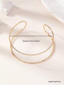 1pc Minimalist Metal Line Armband For Women - Gold - View 3
