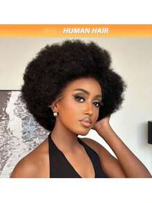 Afro Kinky Curly 13x4 Lace Front Wig For Women - 150% Density Human Hair Wig, Preplucked Realistic Hairline & Glueless Design, Natural Kinky Edges, Suitable For Everyone, Everyday Style Wig - Multicolor - View 5