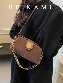 BEIKAMU新款经典时尚女士方形手提包，采用麂皮绒面料，饰以金属配件，配有独特的肩带和可调节长肩带。适合日常购物、通勤和度假。也可作为礼物赠送朋友。 - 咖啡 - 查看 5
