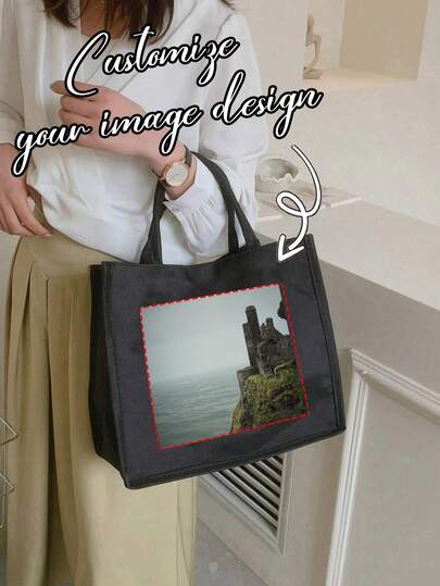 Customized Fashion Handbag With Personalized Pattern Design. Solid Color Minimalist Design, Large Capacity, Portable And Durable, Unisex Casual Tote Bag. Suitable For Commuting, Travel, And Any Occasion. Great Gift For Valentine's Day, Anniversary, Birthday, Etc.