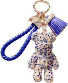 Llavero creativo y fresco con diseño de oso de diamante - Azul - Ver 8