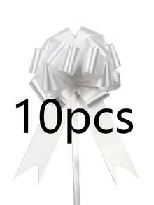 10/20/30/50pcs White Wedding Car Ribbon Bows, Gift Packaging, Wedding Car Decor, Party, Holiday, Birthday Supplies, Chair DIY Home Decor, Christmas, Valentine's Day - White - View 5