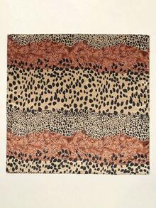 1pc Minimalist Printed Satin Square Scarf, New Spring Fashion Headscarf Women, Can Be Used As Waistband, Bag Decoration, Ribbon, Headband Or Scarf, Choice To Enhance Your Overall Look - 咖啡棕 - 查看 6