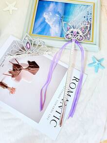 1件全新绿色莲花皇冠、蝴蝶魔杖、公主皇冠、雪花魔杖、公主裙配饰、皇冠头饰、公主魔法棒、权杖、蝴蝶魔杖、仙女棒、发箍、表演配饰 - 彩色 - 查看 13