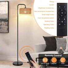 Farmhouse Floor Lamp, 68''Tall Lamp For Living Room With Remote 3 Color Temperatures Boho Standing Lamp With Rattan Shades For Bedroom Study Room Office Hotel, Bulb Include,Home Deocr Living Room,Mueble De Sala,Room Deocr,Bedroom Furniture - 美規A型插(110-127V) - 查看 7