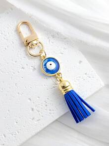 Rhinestone Tassel Pendant, Gold Lobster Clasp Bag Charm, Evil Eye Lucky Amulet Accessory - Multicolor - View 10