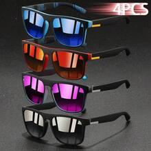 WSZ 4 piezas Gafas deportivas unisex de moda vintage a rayas, tonos pastel brillantes, gafas estéticas elegantes para ciclismo, conducir, playa, vacaciones y deportes al aire libre - 4PCSF733 - Ver 3