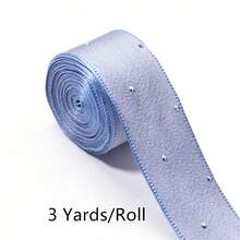 3 Yards/Roll Polyester Edged Dotted Rhinestone Ribbon, Elegant Gift Packaging Ribbon, 25mm Wedding Holiday Party Decor Ribbon, Floral Decoration Silk Tie - Multicolor - View 10