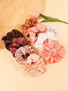 8个蓝色缎面发圈，光滑百搭，优雅复古发绳，适合女性 - 彩色 - 查看 5