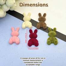 10pcs Mini Flocking Rabbits - Handmade Plush Flock Animal Beads With Fluffy Flock Coat, DIY Craft Pendants For Hair Accessories, Easter & Ramadan Gifts Suitable For DIY Crafts, Hairpins, Keychains, Scrapbooking - Multicolor - View 3