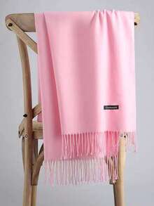 1pc Solid Color Lightweight Tasseled Shawl And Thin Scarf For Air-Conditioned Rooms Soft, Warm And Neck Wrap For Daily Outings - Dusty Pink - View 26