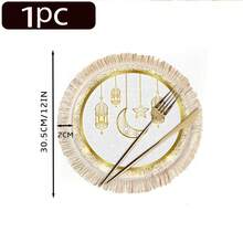 1/4/6pcs Middle East Festival Series Golden Hollowed-Out Carved Crescent Moon And Star-Shaped Decorations, Paired With Golden Lanterns Glowing With Warm Light - Multicolor - View 15