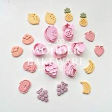 Mini Cortadores de Biscoitos em Formato de Frutas, Coelho, Banana, Maçã, Morango, Pêssego, Carimbo de Plástico, Molde Pressionável de Biscoito Cartoon, Utensílios de Cozinha para Assar e Confeitaria - Fruta - Visão 2