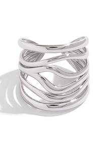 Frminee 3pcs/1pc Women's Line Geometric Gold Stainless Steel Ring Jewelry, Thick Personalized Minimalist Style, Suitable For Daily Wear,