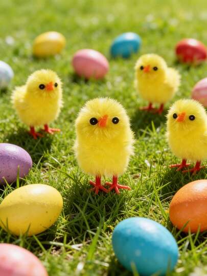 36/24/16/6pcs Mini Plush Yellow Chicks, Suitable For Easter Party Favors, Decorations, Easter Egg Hunt, Easter Decor, Easter Party Gifts, Basket Fillers And Decorations