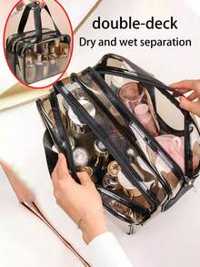 1 túi đựng đồ vệ sinh cá nhân bằng PVC trong suốt, chống thấm nước, thiết kế tách biệt đồ khô và ướt, tiện lợi khi đi du lịch, thích hợp đựng đồ chăm sóc da, mỹ phẩm, cọ trang điểm, phấn phủ, son môi, v.v. Lý tưởng cho bãi biển, trường học, phòng tắm, lễ hội, Ngày Valentine, Giáng sinh, món quà tuyệt vời cho mẹ, gia đình, bạn bè, bạn cùng lớp. Túi đựng đồ, túi trang điểm, vật dụng cần thiết khi đi du lịch. - Nhiều màu - Xem 5