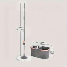 Home Use Round Mop And Separate Bucket, Comes With Replaceable Mop Pads And Spray Bottle. Hands-Free Mop Washing, Flexible Rotating Flat Mop, Dust Mop. Dry And Wet Use, Household Items, Cleaning Tools. Back-To-School Season.Halloween Christmas - 1 cây lau nhà + 1 xô + 1 khăn lau - Xem 2