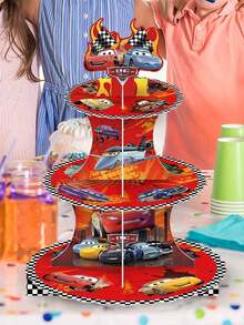 DOBBLE 汽车卡通人物赛车主题蛋糕架，生日派对用品 - 彩色 - 查看 2