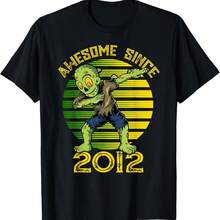 13th Birthday Boy Dabbing Zombie Awesome Since 2012 T-Shirt - 黑色 - 查看 1