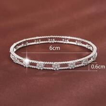 1pc Hollow Plum Blossom Shaped Artificial Zirconia Inlaid Women Fashion Bracelet - Multicolor - View 8