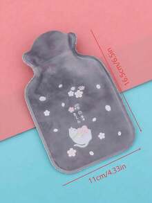 1pc Cute Cartoon Animal Flocked Large Heating Pad, Refillable, Anti-Explosion, Anti-Leakage, Can Be Used For Hand Warmer And Belly Warmer, Soft And Warm Water Bottle - Multicolor - View 4