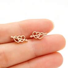 1 Pair ‌ Fashionable Heart-Shaped Arrow-Ear Studs ‌, Simple And Exquisite Style, Small And Delicate, Suitable For Daily Wear - GED738 - View 7