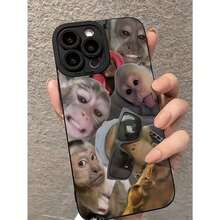 Expression 1pc New Creative Monkey Design Phone Case Compatible With Iphone 16 Pro Max, Protective Cover Compatible With Iphone 11/12/13/14 Plus, XR/7/8 Plus/15 Pro Max Waterproof Shockproof Anti-Fall Scratch Resistant - Black - View 2