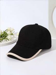Pink Baseball Cap With Brim, Suitable For Everyday Wear - Black - View 1