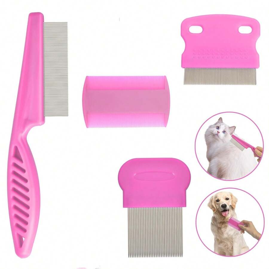 4pcs/3pcs Professional Lice & Flea Removal Comb Set, Dense Teeth Comb Set, Non-Damaging Dandruff Removal Comb Set, Hair Lice Removal Comb Set Hair Tool Kit Hair Styling Kit Beauty Home Hair Accessories - Multicolor - View 1