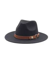 1pc Unisex Solid Color Felt Wide Brim Hat, Retro British Style Teardrop Crown Flat Brim Fedora Hat, Fashion Versatile European & American Large Head Circumference Bowler Hat, Suitable For Holidays, Gatherings, Parties, Daily Wear - MZ1460 - View 16