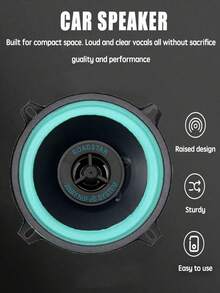 1个4/5/6英寸汽车音响扬声器升级套装，超薄低音炮替换扬声器，100W两分频HiFi同轴立体声，全频高音单元、中音单元、低音单元，安装简便，不含电池，适用于汽车音响升级和车门扬声器更换，全频汽车音响扬声器 - 多色 - 查看 9