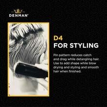Denman Curly Hair Brush D4 (All Black) 9 Row Styling Brush For Styling, Smoothing Longer Hair And Defining Curls - For Women And Men - Trắng - Xem 3