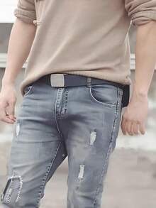 Men's Wide Belt, Nylon, Casual, Polyester, Metal Buckle, Canvas, Military, Tactical 2026 - màu đen - Xem 2