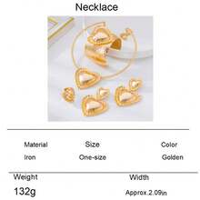 几何3D心形吊坠项链、耳环、手链、戒指首饰套装，优雅女士礼物，派对佩戴