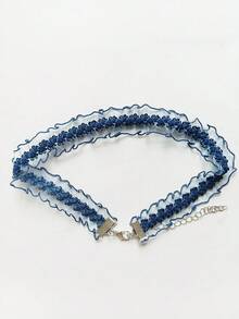 1pc Women's Retro Fashion Elastic Mesh Wavy Necklace Gothic Choker Collar Necklace - Multicolor - View 10