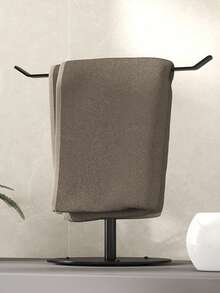 1pc T-Shaped Tabletop Hand Towel Holder With Heavy-Duty Base - Freestanding Modern Bathroom And Kitchen Towel Rack, Space-Saving Countertop Organizer With Sturdy Curved Top Shelf, Suitable For Bathrooms, Kitchens, And Hotels