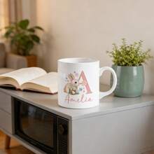 Customized Easter Letter Mug, Bunny Initials, Personalized Letter Mug, Romantic Easter Gift For Boyfriend, Girlfriend, Him, Her - Multicolor - View 11