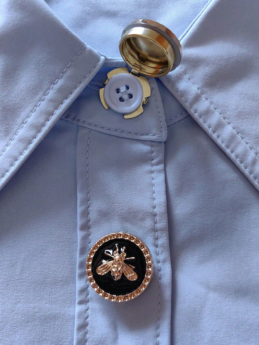 1件/2件套优雅蜜蜂几何图案纽扣套装，衬衫纽扣套装，夹扣套装，时尚水晶袖扣套装，适合搭配燕尾服和婚纱装饰