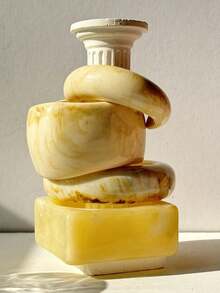 1件超大米色扎染方形树脂手镯，简约百搭饰品，时尚独特礼物 - 彩色 - 查看 5