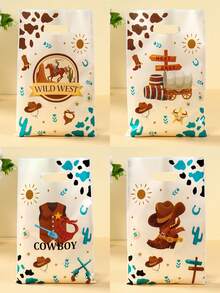 50个西部牛仔主题礼品袋，包含牛仔帽、牛仔靴和牛仔帽图案，适合男孩生日派对、牛仔主题派对装饰、婚礼装饰、婴儿派对装饰、露营野餐包装、购物袋、厨房包装用品、家居装饰，是送给牛仔爱好者的完美礼物。 - 西部牛仔 - 查看 9