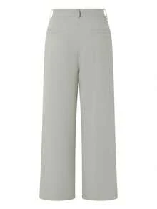 Men's Linen Pants Solid Color Pleated Mid Waist Straight Leg Casual Trousers With Pockets For Daily Office - 灰 - 查看 3