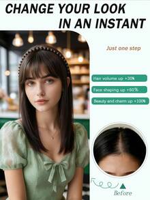 Hairband With Choppy Bangs, One-Piece Hair Extension For Women, Covering Gray Hair, Adding Volume, And Straight Bangs. - Multicolor - View 7