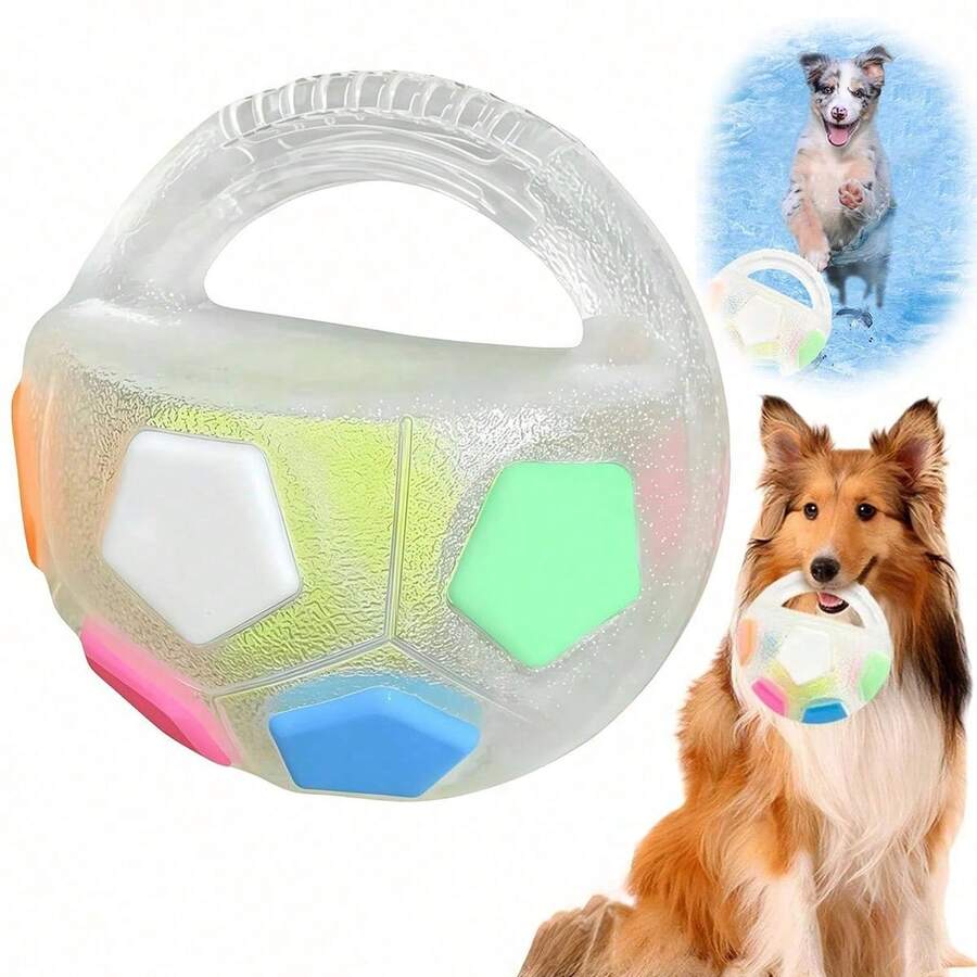 Dog Calming Ball With Handle For Dogs, New Interactive Football Shape Dog Toy, TPR Chewable Material, Squeaky, Water Play, Training & Outdoor Games - 黑-a - 查看 1