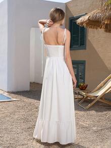 PARTHEA 露背褶饰紧身褶饰吊带长裙