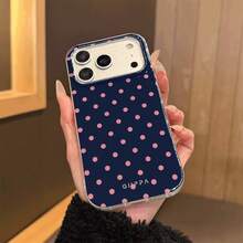 GIIPPA 1pc Cute Pink Polka Dot Phone Case Compatible With IPhone 15/14/13, 1pc Fashionable Brown Polka Dot Phone Case Compatible With IPhone 15/14/13 Pro Max/Plus, Durable Shock-Resistant Full-Body Protection, Slim Fit Design, Suitable For Women And Girls, Item No. 35460, Also Compatible With IPhone 17 Air - Blue - View 4