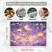 1/4/6 Pcs Set, Ramadan Placemats, Linen Dining Table Mats With Traditional Lantern Pattern, Washable Printed Tablecloths, Surface Protective Pads, Ideal Decor For Holiday Kitchen And Family Gatherings - Multicolor - View 8